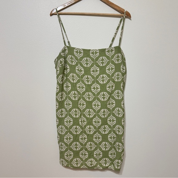 Abercrombie & Fitch Mini Dress Size XL Green Straight Square Neck Slip Skort - Picture 2 of 9